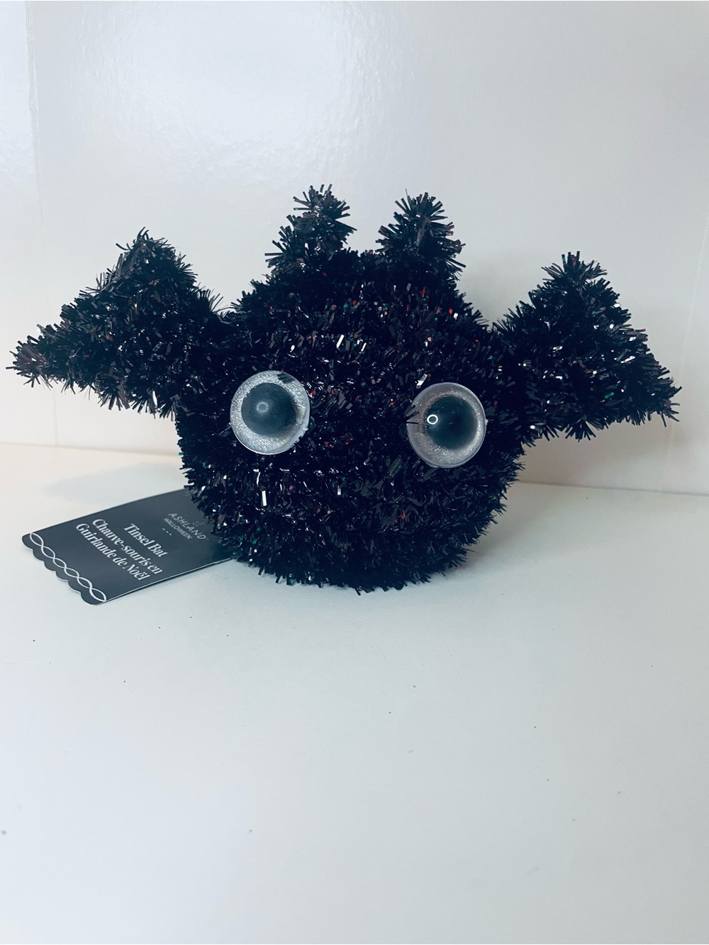 Black Tinsel Bat Holiday Decor, Halloween Party Decor